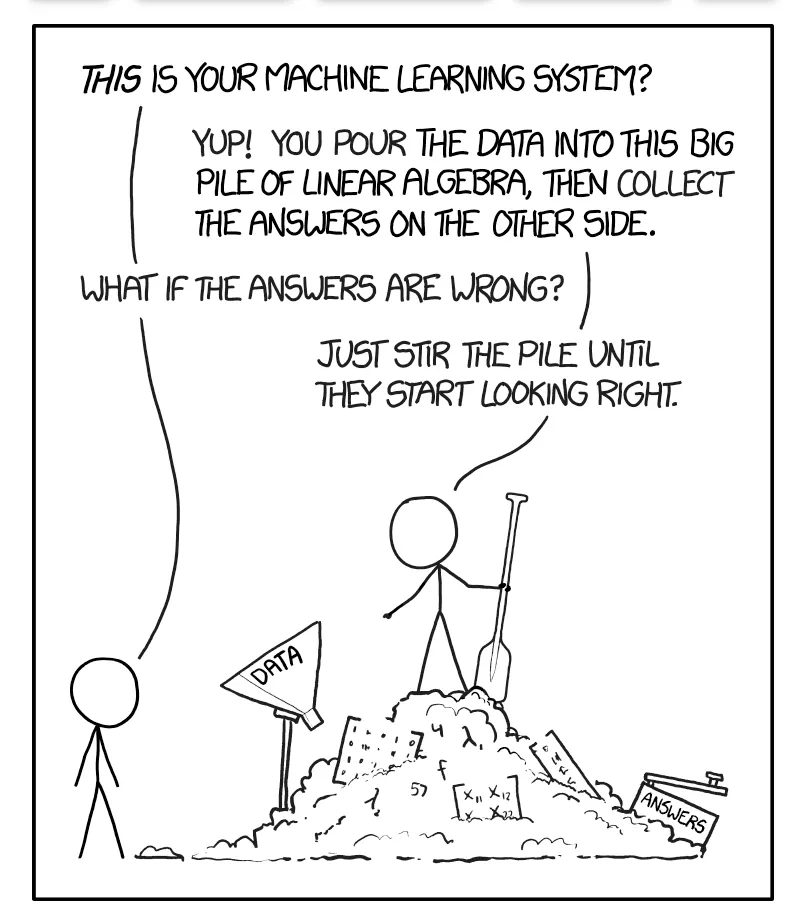 xkcd comic about data cleaning, illustrating the hidden effort in making unstructured data usable